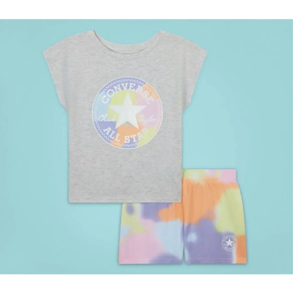 CONVERSE GIRLS SIZE 4 Blur Chuck Taylor Patch T-Shirt & Short Set